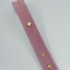 Yonca tekli küçük boy bileklik Gold&Beyaz