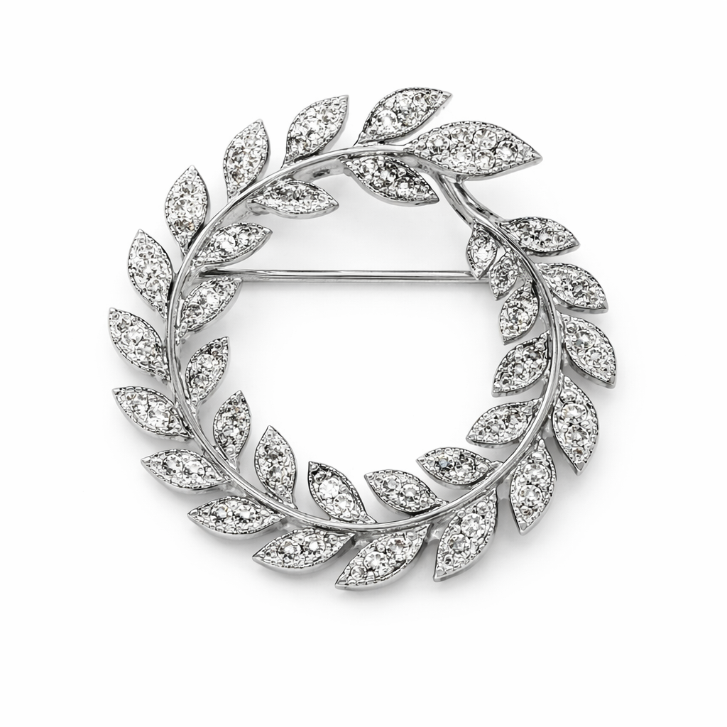 Yaprak şeklinde taşlı Broş