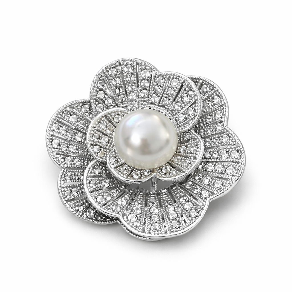 Ortası İncili Taşlı Broş