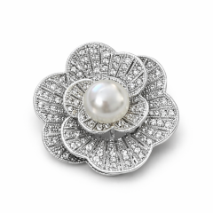 Ortası İncili Taşlı Broş