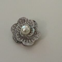 Ortası İncili Taşlı Broş