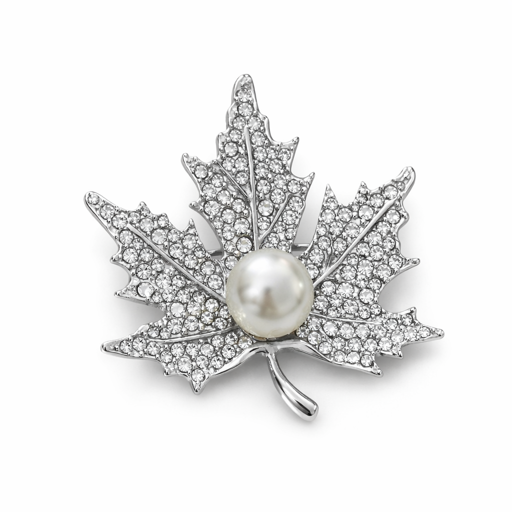 Yaprak model incili Broş