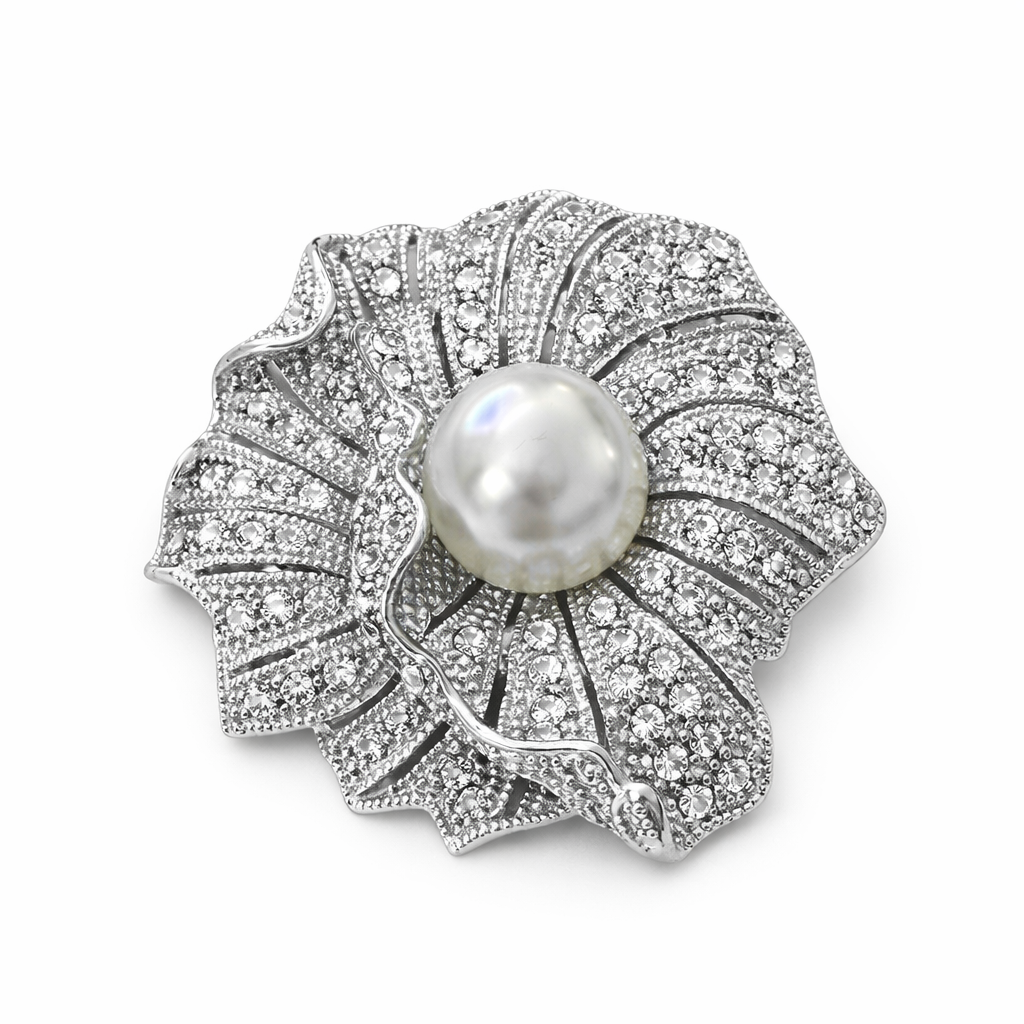 Gül yaprağı  incili Broş