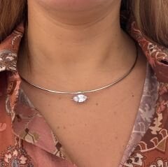 Markiz Kesim Gümüş Rengi Choker Kolye