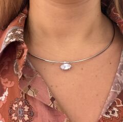 Markiz Kesim Gümüş Rengi Choker Kolye