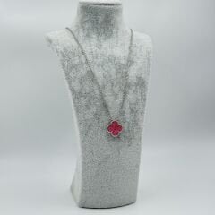 Yonca Pembe Kolye Gümüş Pembe