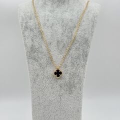 Yonca Küçük Boy Kolye Gold Siyah