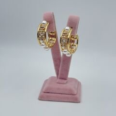 Dio Taşlı İncili Halka Küpe