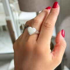 Alina Serisi Kalpli Gümüş Rengi Mat Yüzük