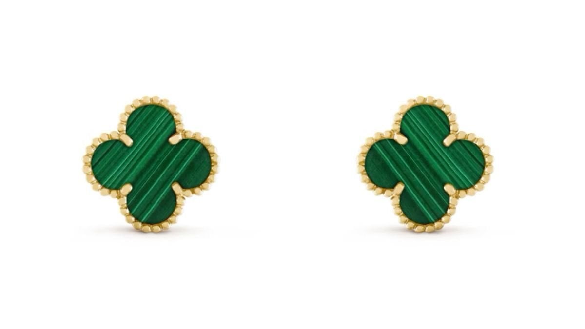 Yonca Küpe Gold Yeşil