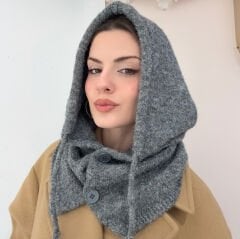 Gri Düğmeli Balaklava