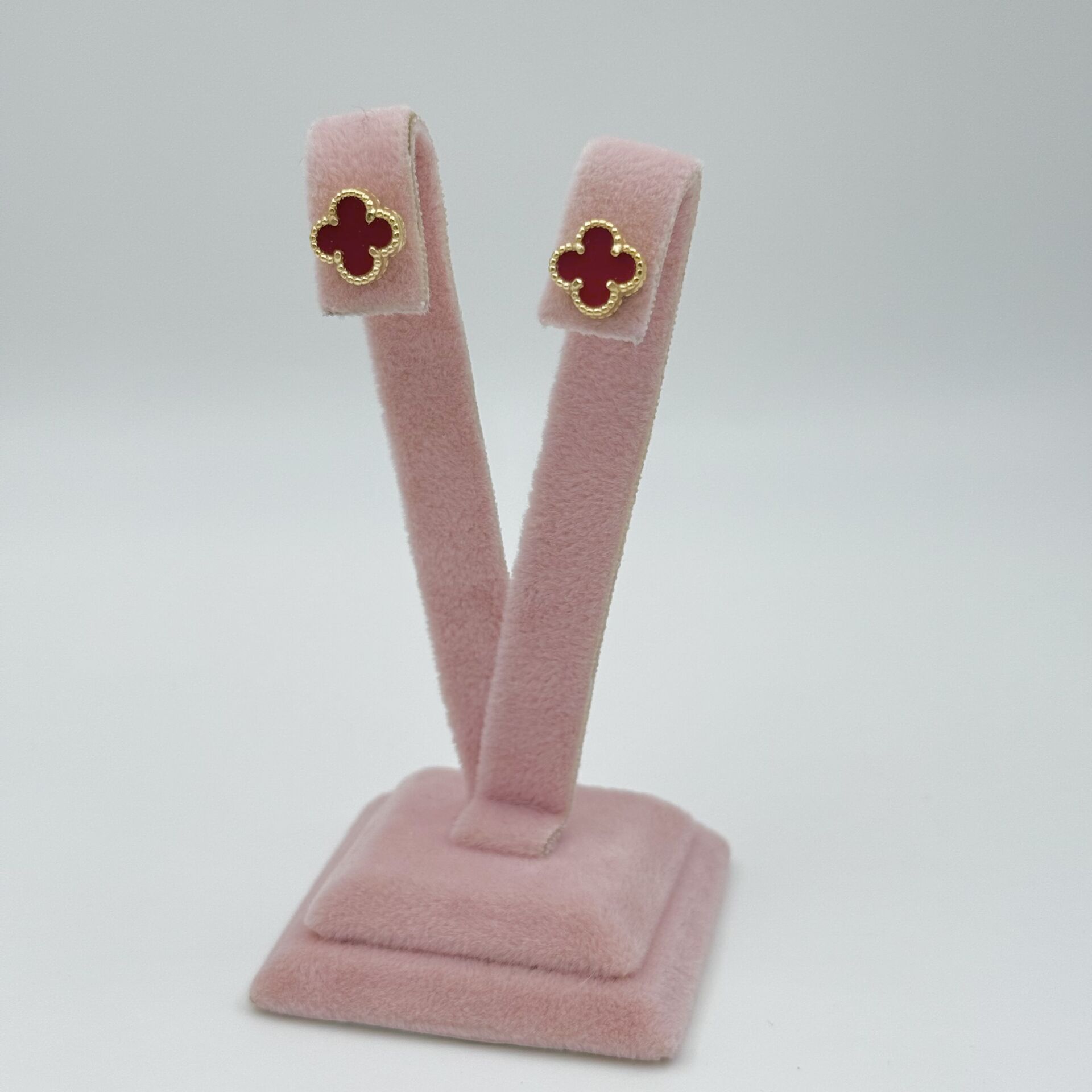 Yonca Küpe Gold Bordo