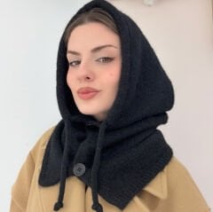 Siyah Düğmeli Balaklava