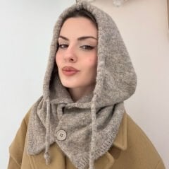 Bej Düğmeli Balaklava