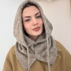 Bej Düğmeli Balaklava