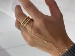 Minella 3’lü Gold Taşlı Yüzük