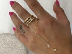 Minella 3’lü Gold Taşlı Yüzük