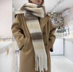 Kahverengi-Krem-Beyaz Renk Şal