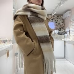 Kahverengi-Krem-Beyaz Renk Şal