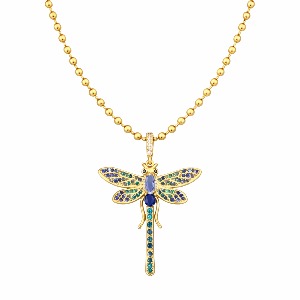 Gold Rengi Topçuk Zincirli Yusufçuk Kolye