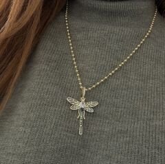 Gold Rengi Topçuk Zincirli Yusufçuk Kolye