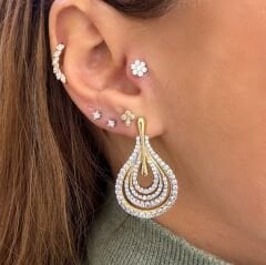 Margot Taşlı Gold Renk Küpe