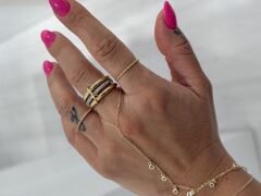 Minella 3’lü  Gold Beyaz Taşlı Yüzük