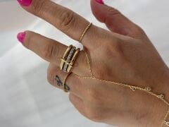 Minella 3’lü  Gold Beyaz Taşlı Yüzük