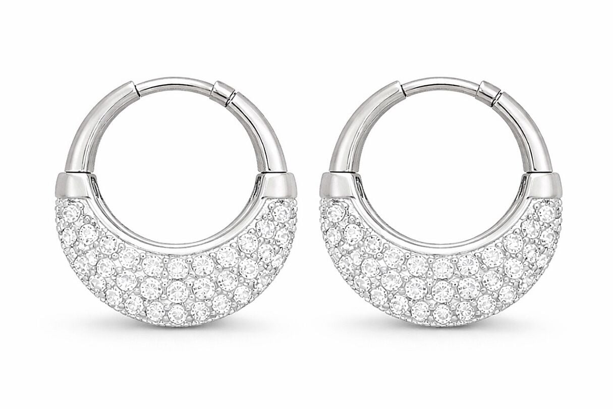 Clementine Taşlı Gümüş Renk Küpe