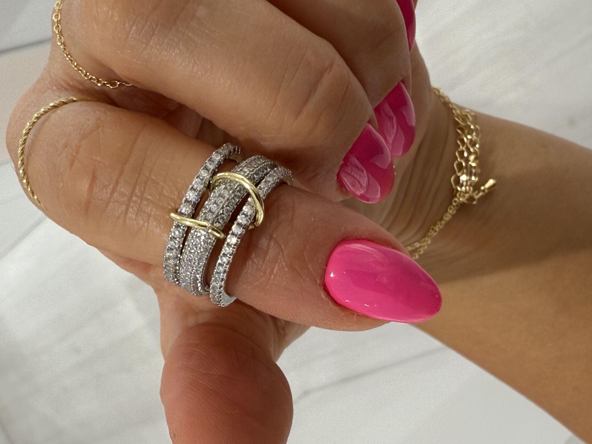 Minella 3’lü Beyaz Taşlı Yüzük