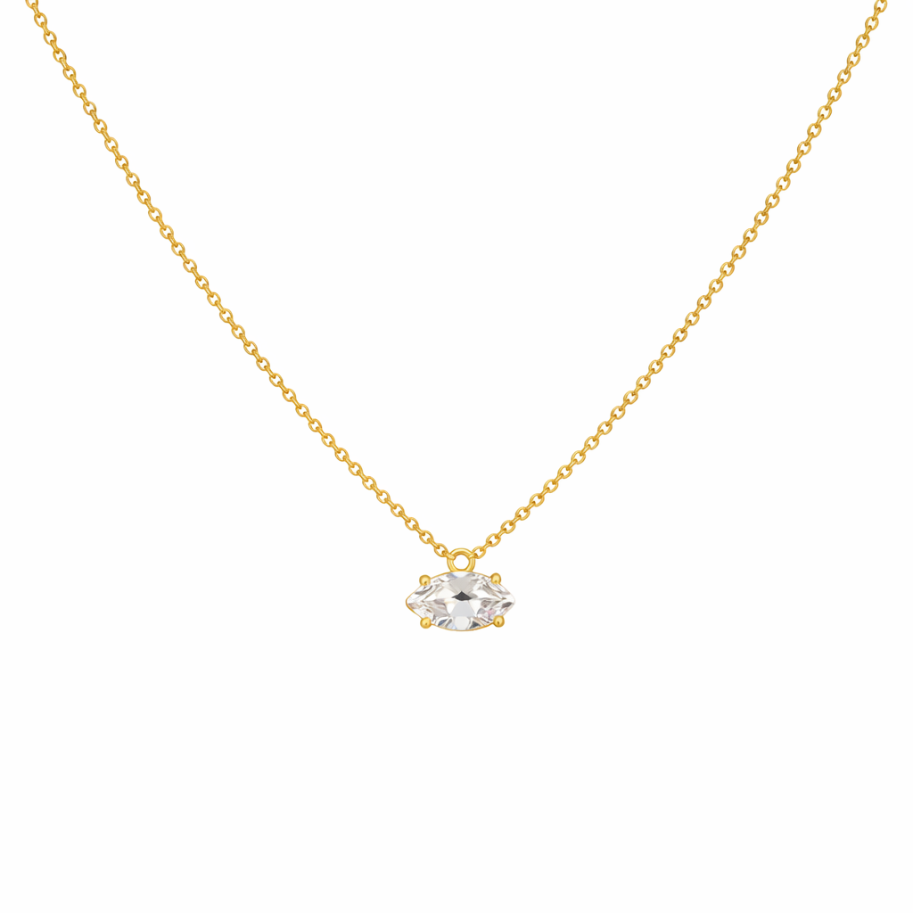 Markiz Kesim Gold Taşlı Düz Zincirli Kolye