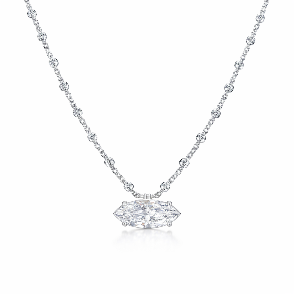 Markiz Kesim Full Topçuk Zincirli Gümüş Rengi Kolye