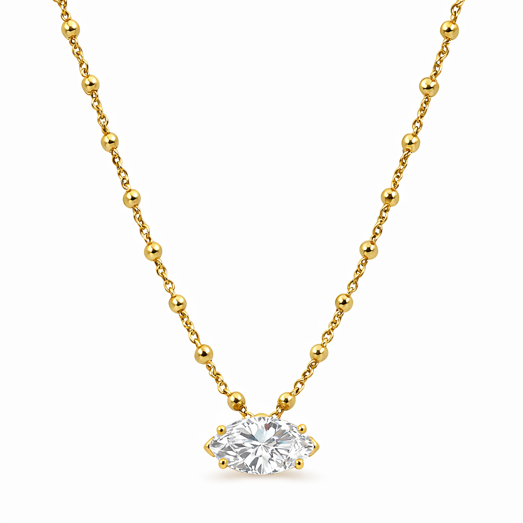 Markiz Kesim Full Topçuk Detaylı Gold Zincir Kolye