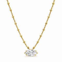 Markiz Kesim Full Topçuk Detaylı Gold Zincir Kolye