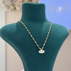 Markiz Kesim Full Topçuk Detaylı Gold Zincir Kolye