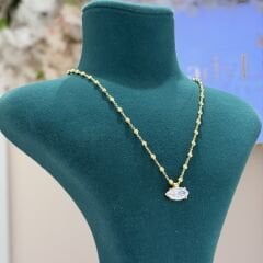 Markiz Kesim Full Topçuk Detaylı Gold Zincir Kolye