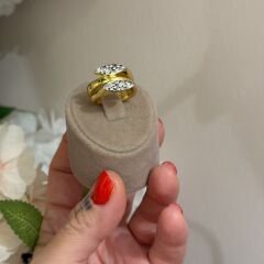 Markiz Gold Çift Sıra Yüzük