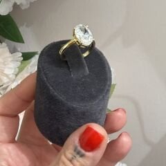 Oval kesim Luna Gold Tek Taş Yüzük