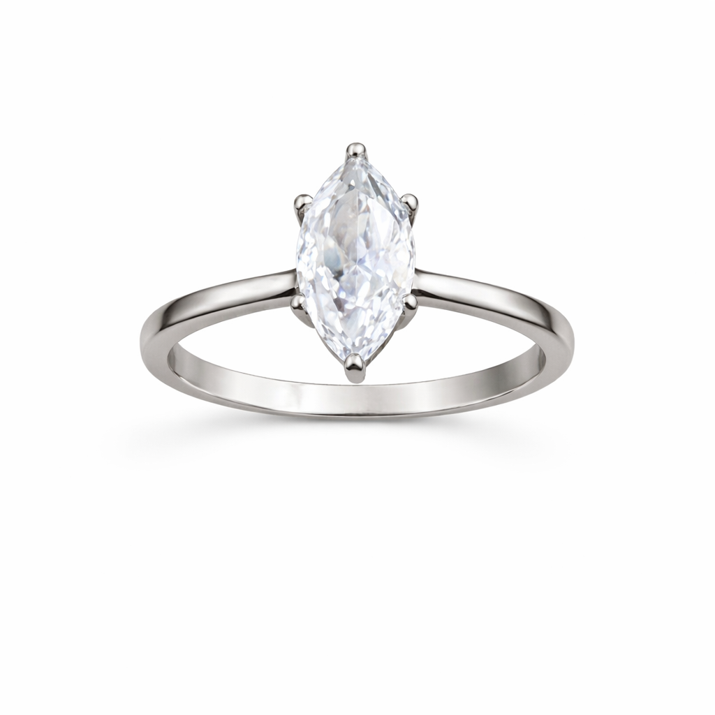 Markiz Taşlı Gümüş Rengi Elara Yüzük