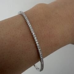 Stacey Gümüş Renk Taşlı Kelepçe