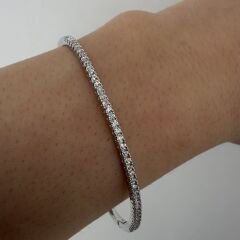 Stacey Gümüş Renk Taşlı Kelepçe