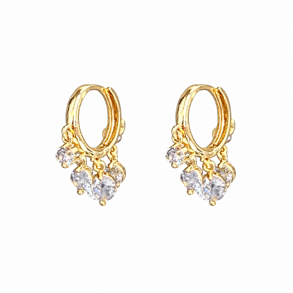 Taşlı Sallantılı Halka Küpe