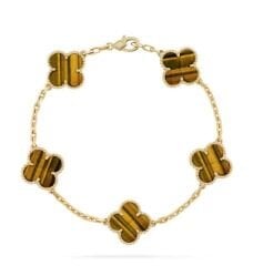 Golda kaplan gözü yonca bileklik