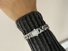 Taşlı Gümüş Rengi Gurmet Bileklik