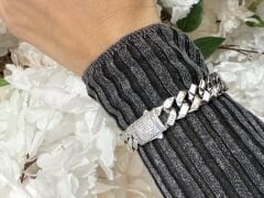 Taşlı Gümüş Rengi Gurmet Bileklik