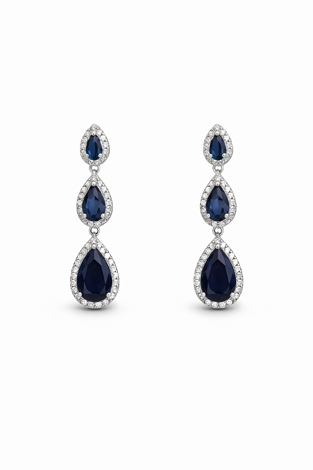 Safir taşlı sallantılı küpe