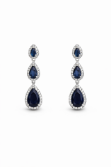 Safir taşlı sallantılı küpe