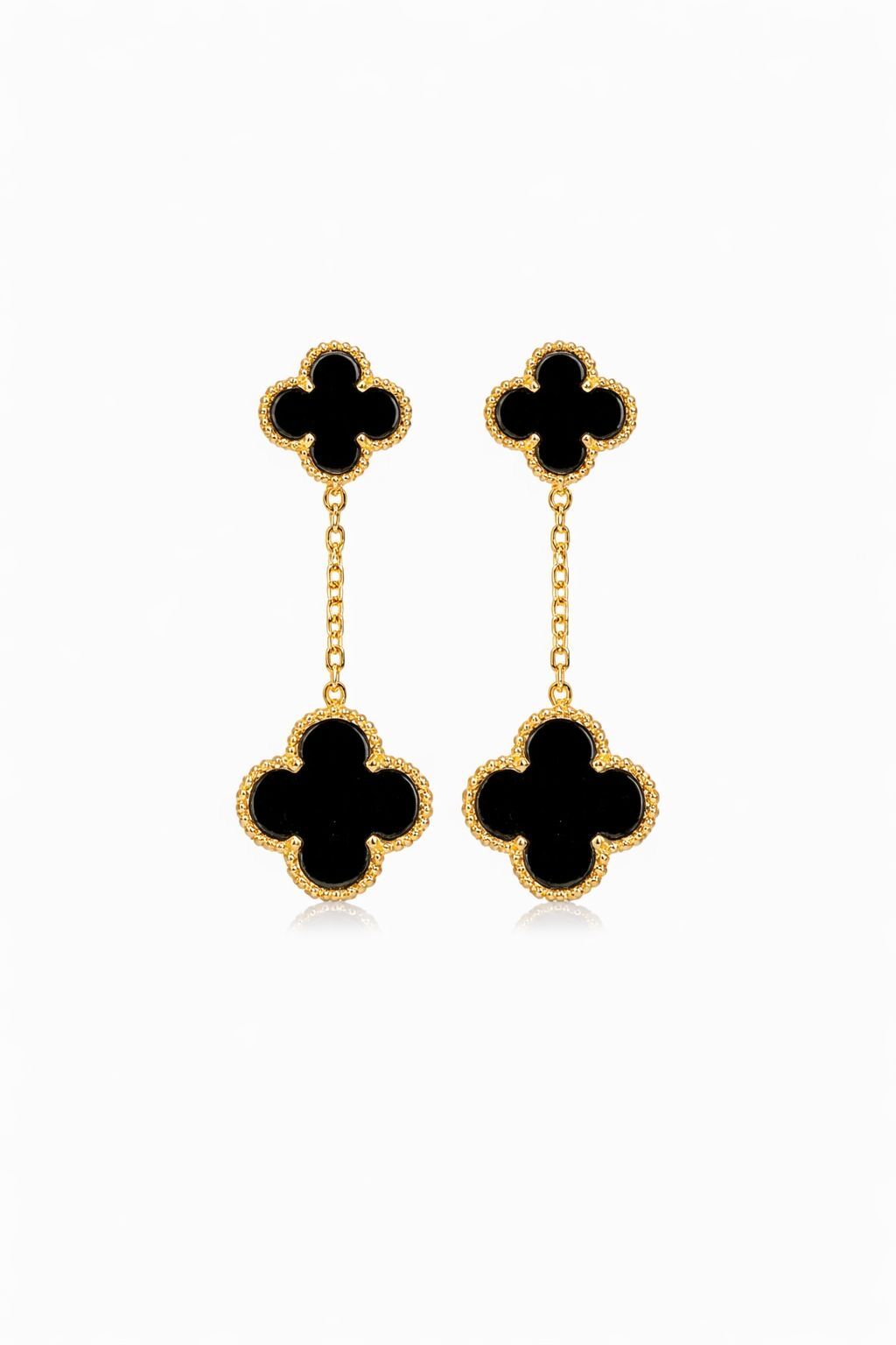 2 yoncalı sallantılı siyah küpe