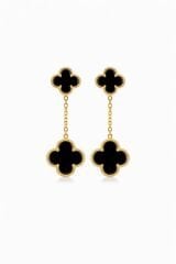 2 yoncalı sallantılı siyah küpe