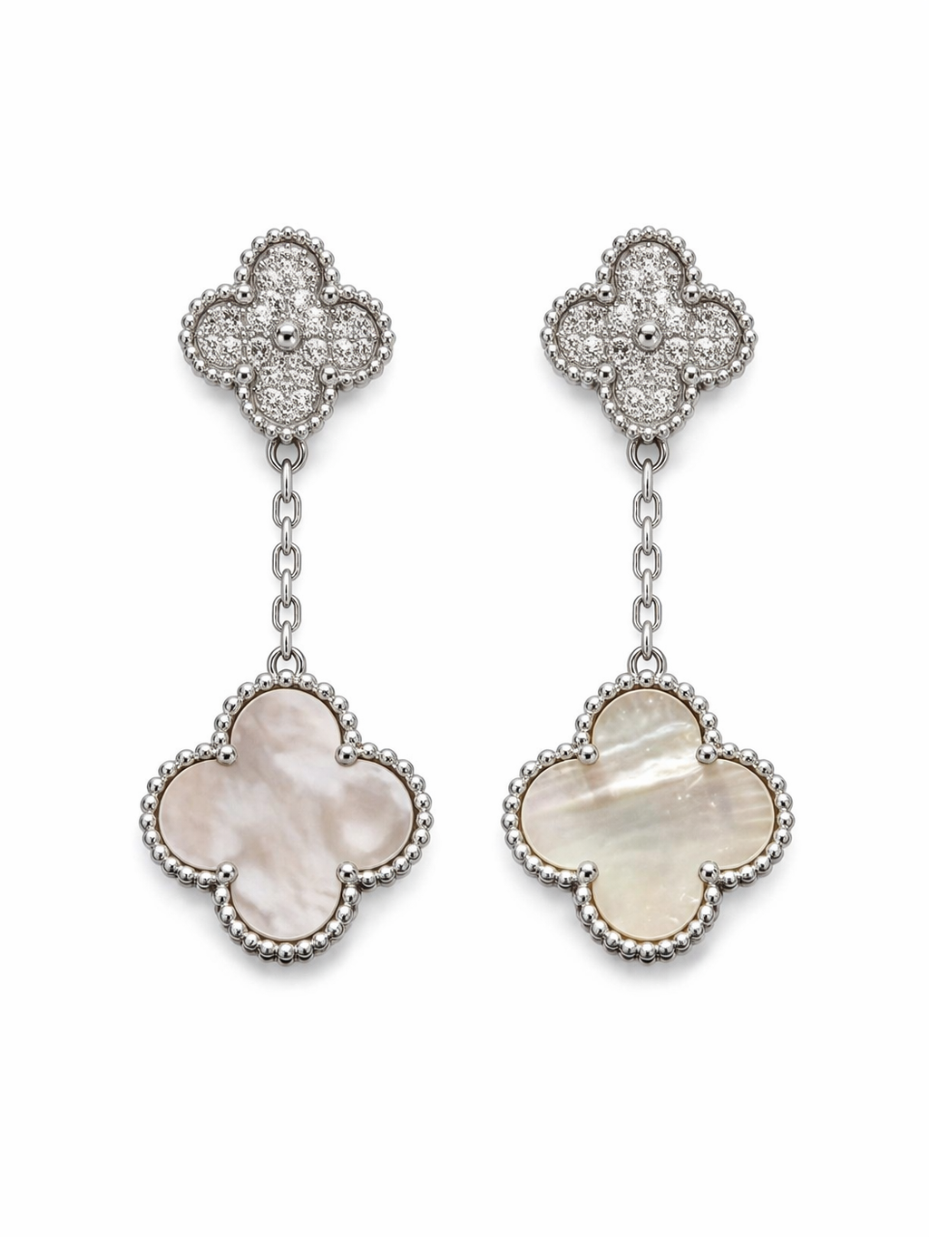 2 yoncalı beyaz sedefli taşlı küpe